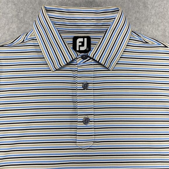 FootJoy Shirt Mens Size Large Striped Golf Polo Treesdales Preppy Short Sleeve - Picture 5 of 11